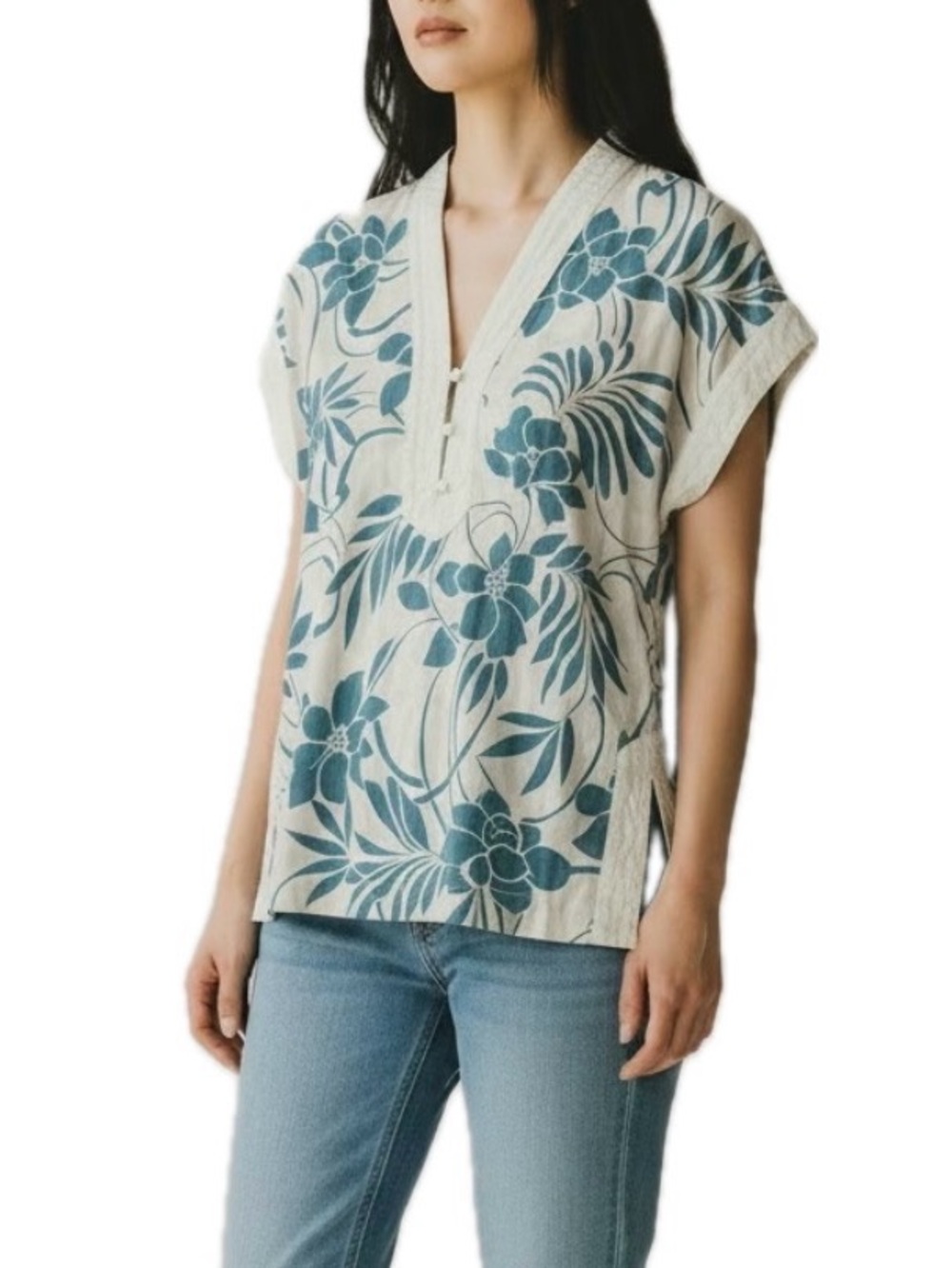 VTG I.Magnin Hawaiian Print Kimono Style tunic. Size S.
